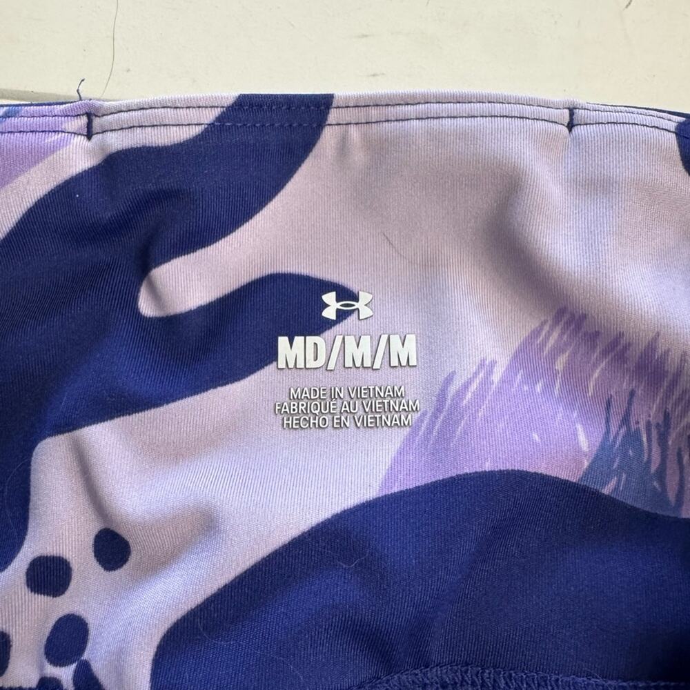 Under Armour Women’s Sz M Purple Blue Geometric Cropped Mesh Breathable Leggings - Picture 2 of 6